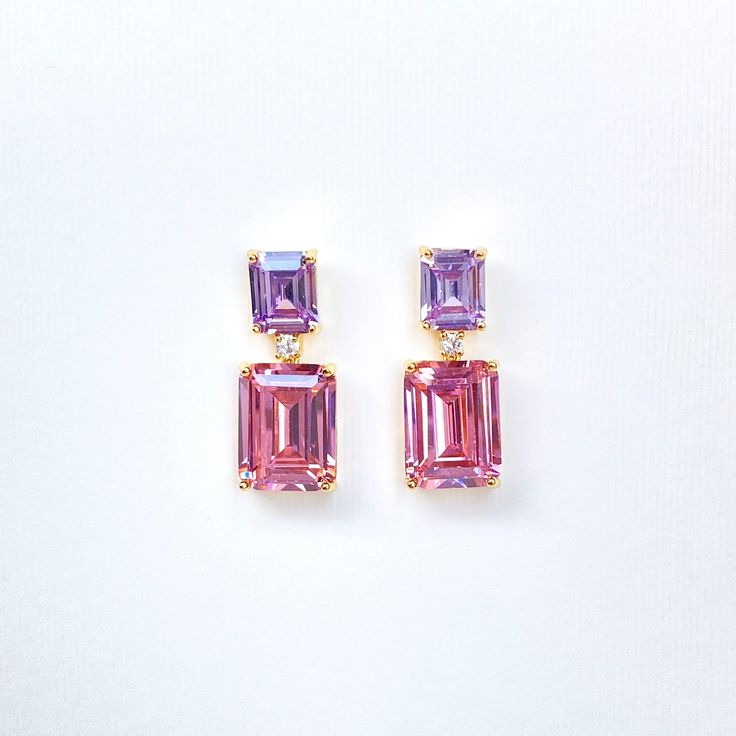 Lavender and Pink Two Tone Earrings