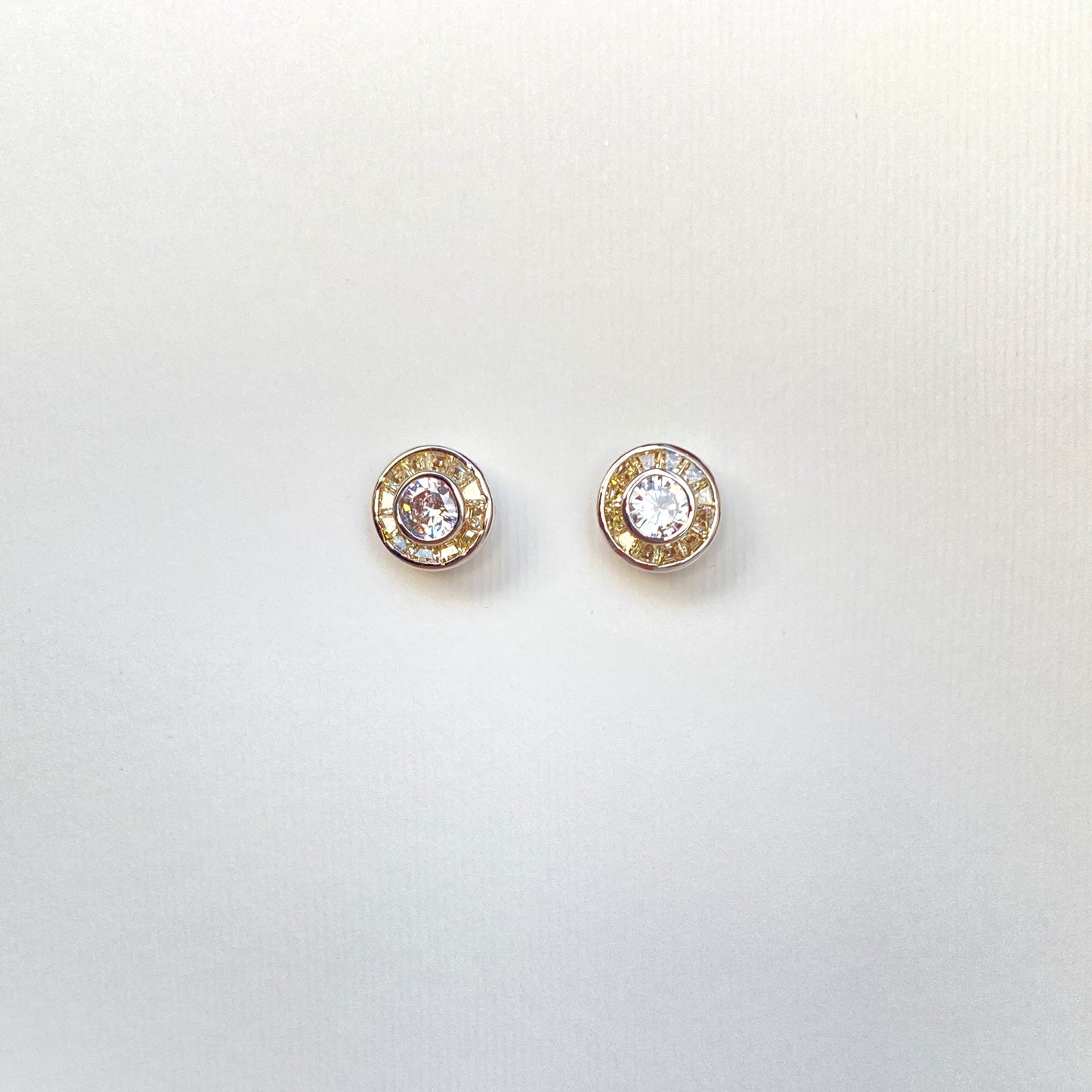 Princess Stud with Round Halo Earrings