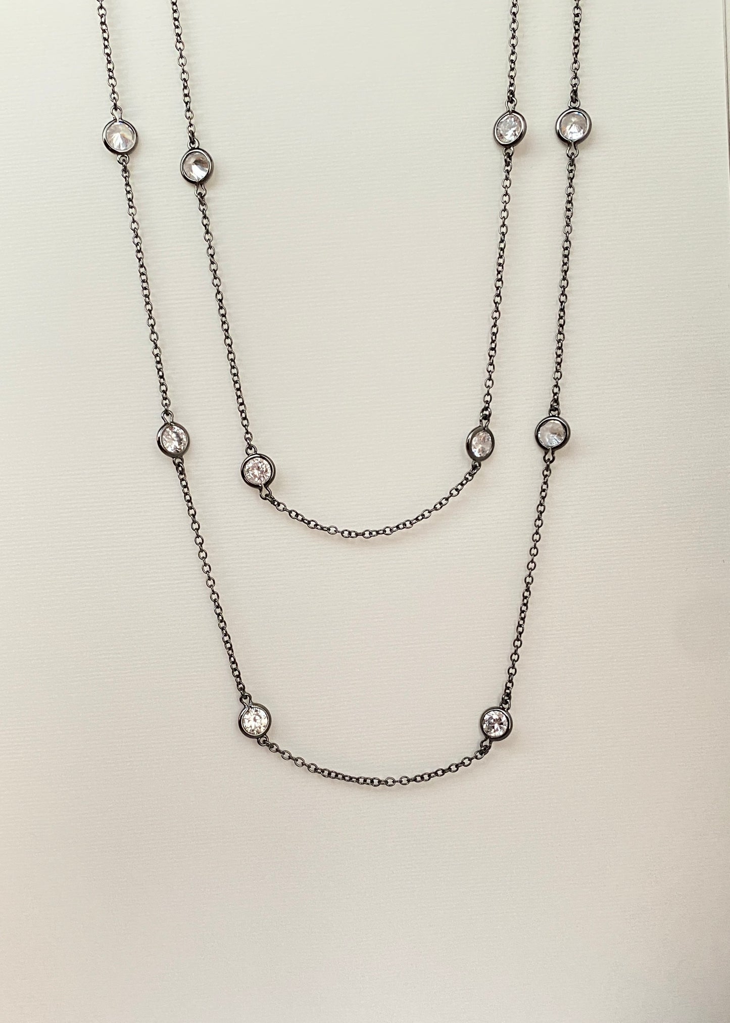 58" Black Rhodium Station Necklace