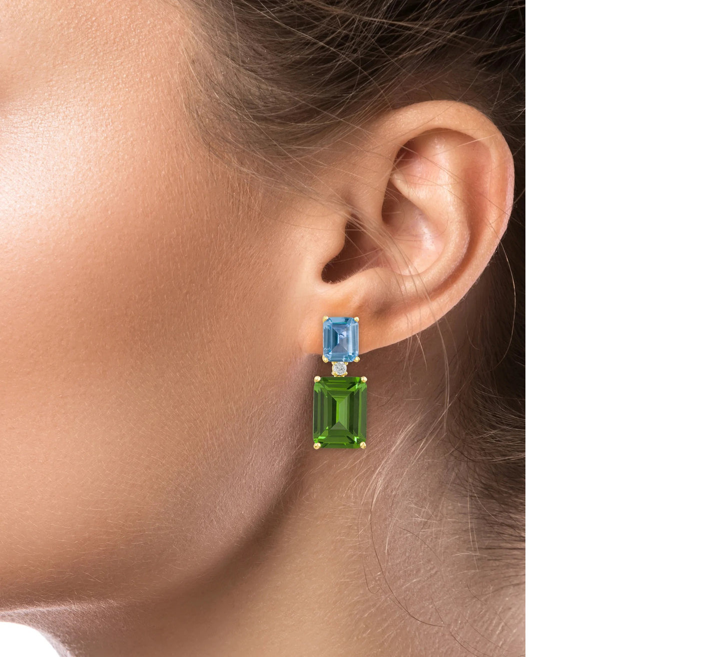 Peridot and Aqua Two Tone Earrings