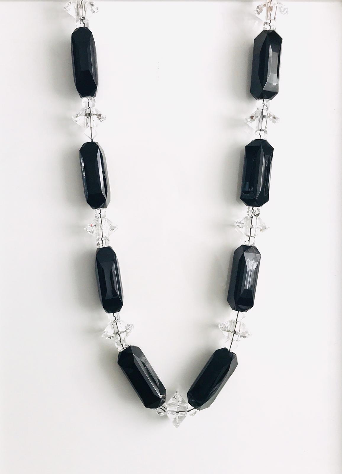 Vintage Black and Clear Beads Necklace